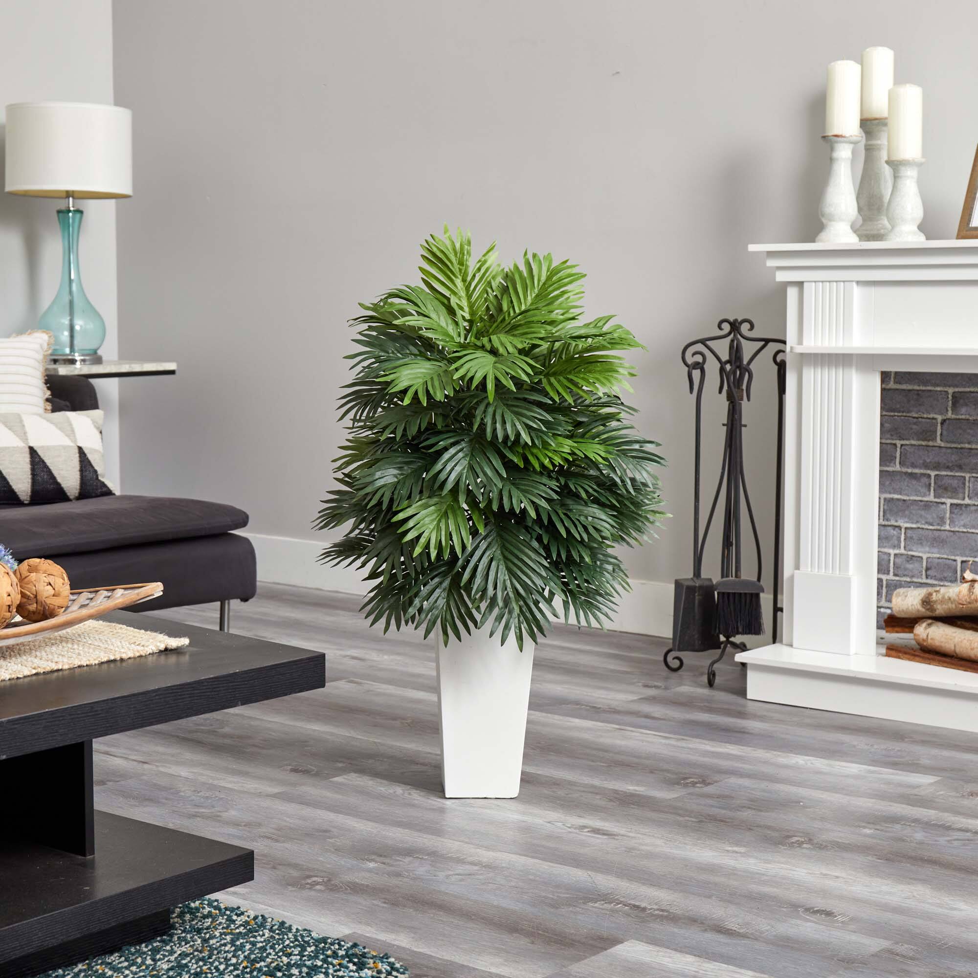 3.5ft. Areca Palm Artificial Plant in White Tower Planter